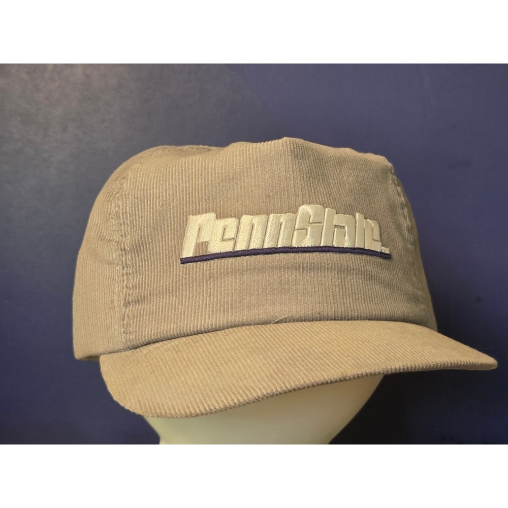 Vintage Penn State Trucker Hat Cap Corduroy Snapback Gray Made in USA
